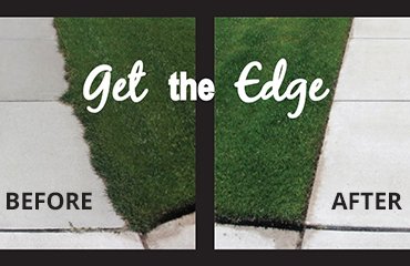 Image of a lawn before edging and after.