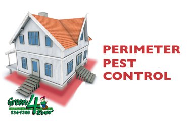 graphic of a home with a perimeter border for pest control