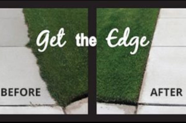 Example of before and after lawn edging.